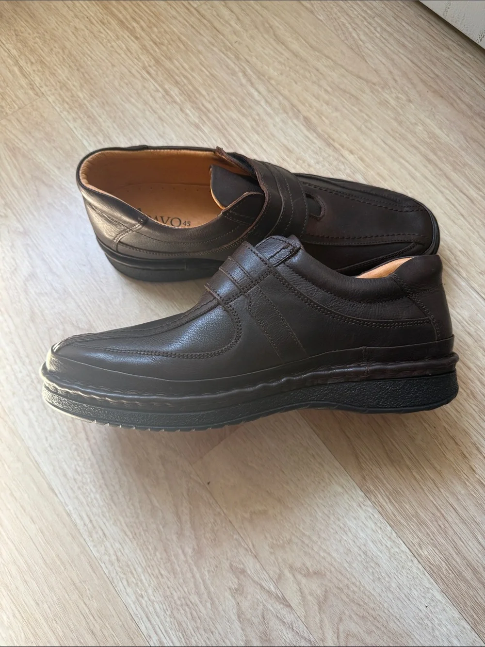PAVO MEN'S BROWN LEATHER CASUAL OXFORD With STRAPS SIZE 45